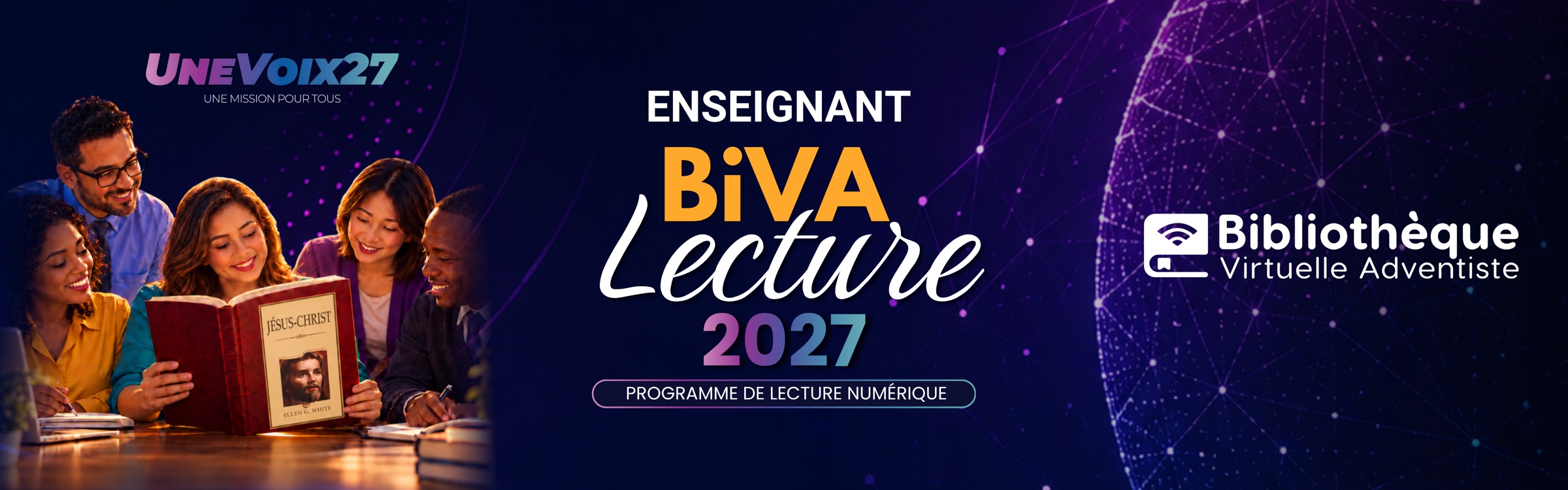 Visuel officiel de BiVA Lecture Enseignants 2027 en français